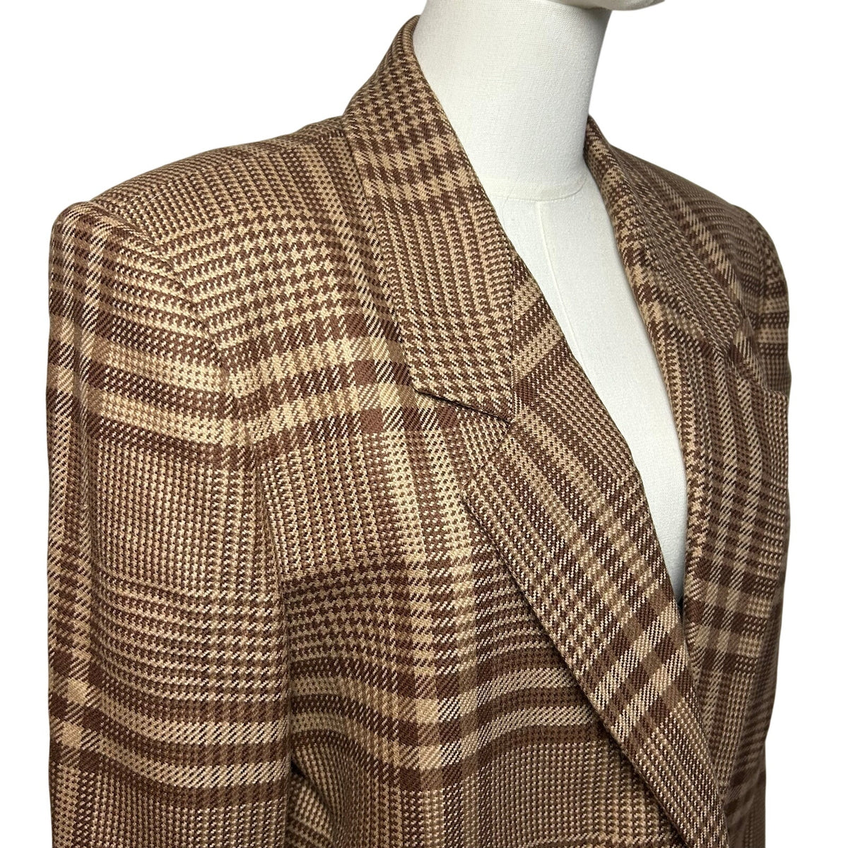VTG 70s Liz Claiborne Wool Brown Plaid Blazer L Preppy Grunge Dark Academia