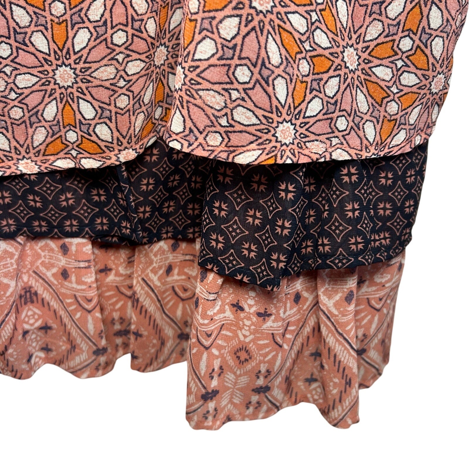 Xhilaration Pink Orange Layered Boho M Mini Dress Y2K Indie Casual Fairy Tiered