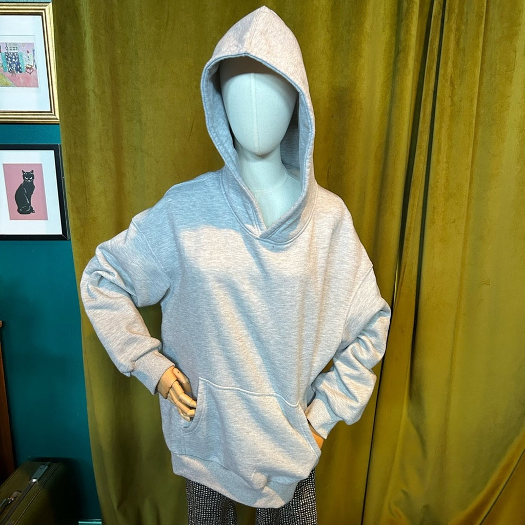 Light Gray Oversized Hooded Sweatshirt Unisex Hoodie XL with Front Pocket