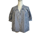Anthropologie Blue White Striped Dolman Sleeve Top XS Cotton Casual Chic Boho