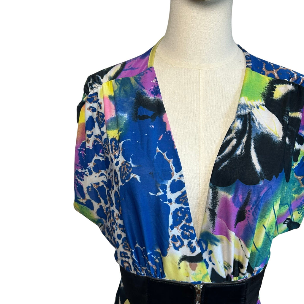 VTG Y2K Roommates Multicolored 4 Mini Dress Pockets Belt Retro Indie Twee Party
