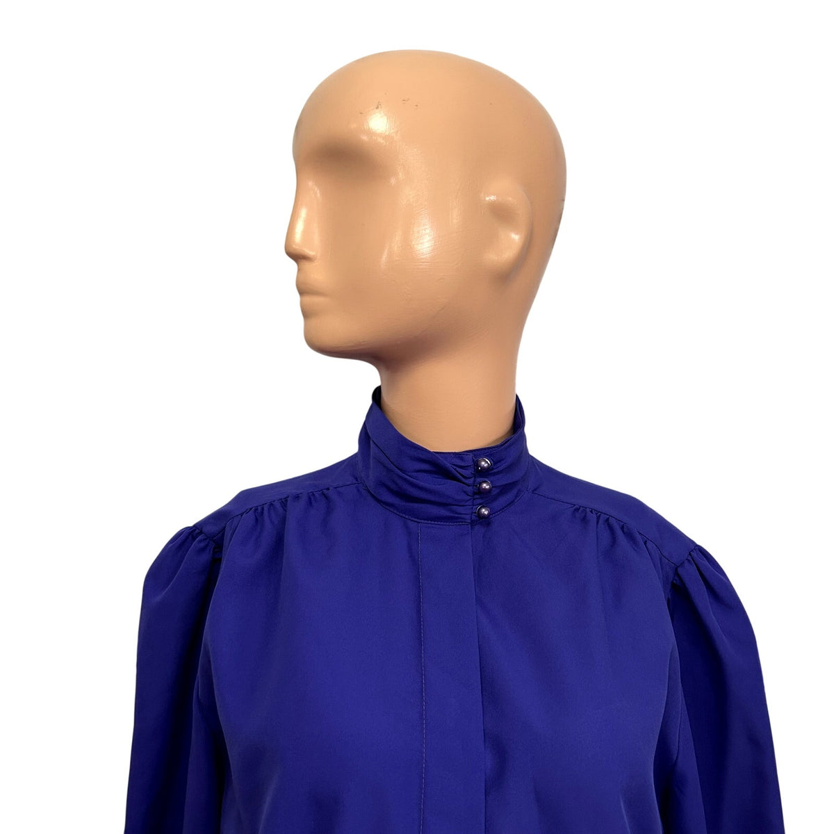 VTG 80s Laura Mae M Purple Blouse Asymmetric Mock Neck Retro Office Siren Twee