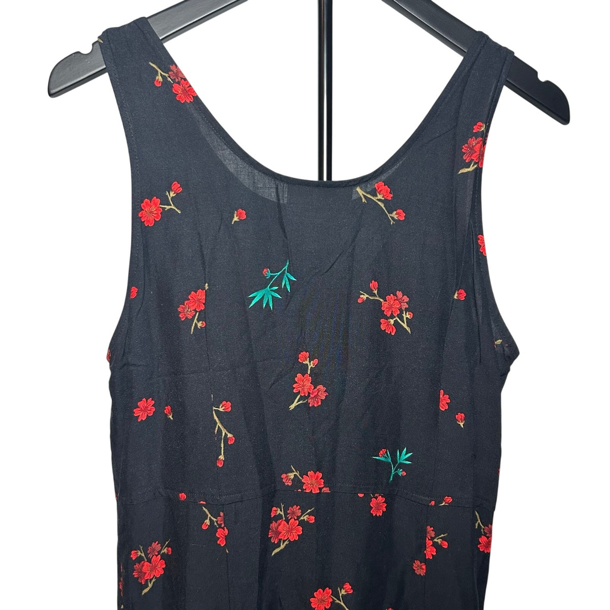 R&K Originals Rayon Black Red Floral Petite M Dress Grunge Retro Whimsigoth Boho