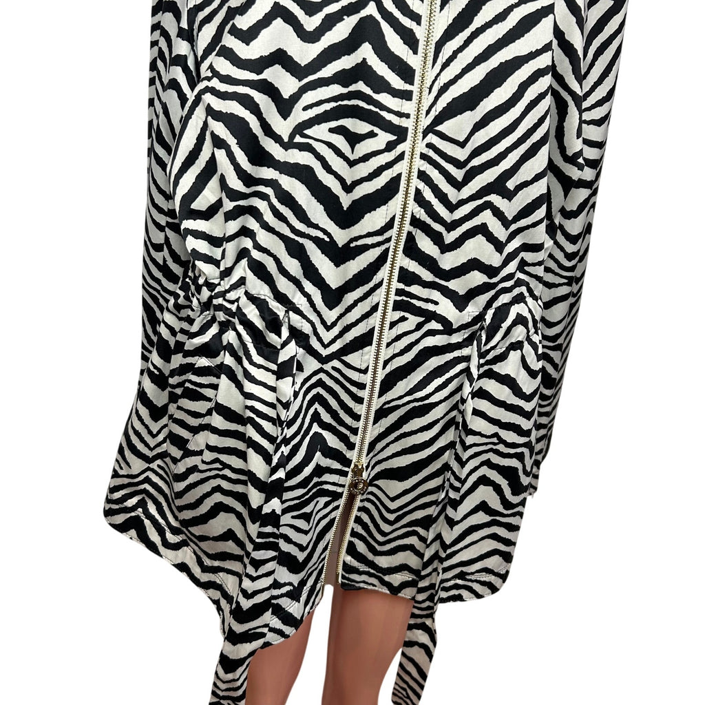 VTG Y2K Dana Buchman Zebra Print Trench Jacket  XL Maximalist Animal Pockets