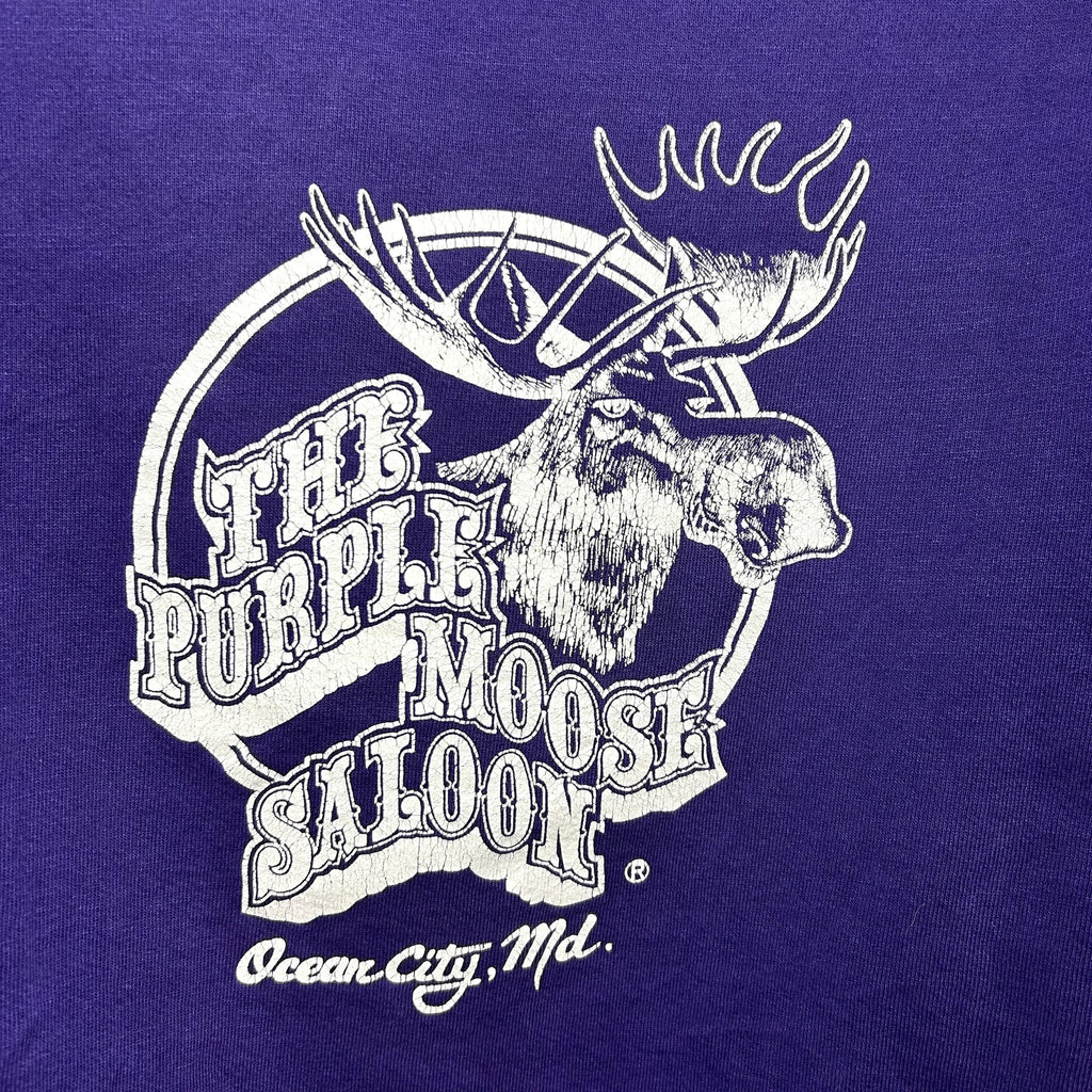VTG 90s Jerzees M Purple Moose Saloon Ocean City MD Graphic Crewneck Sweatshirt