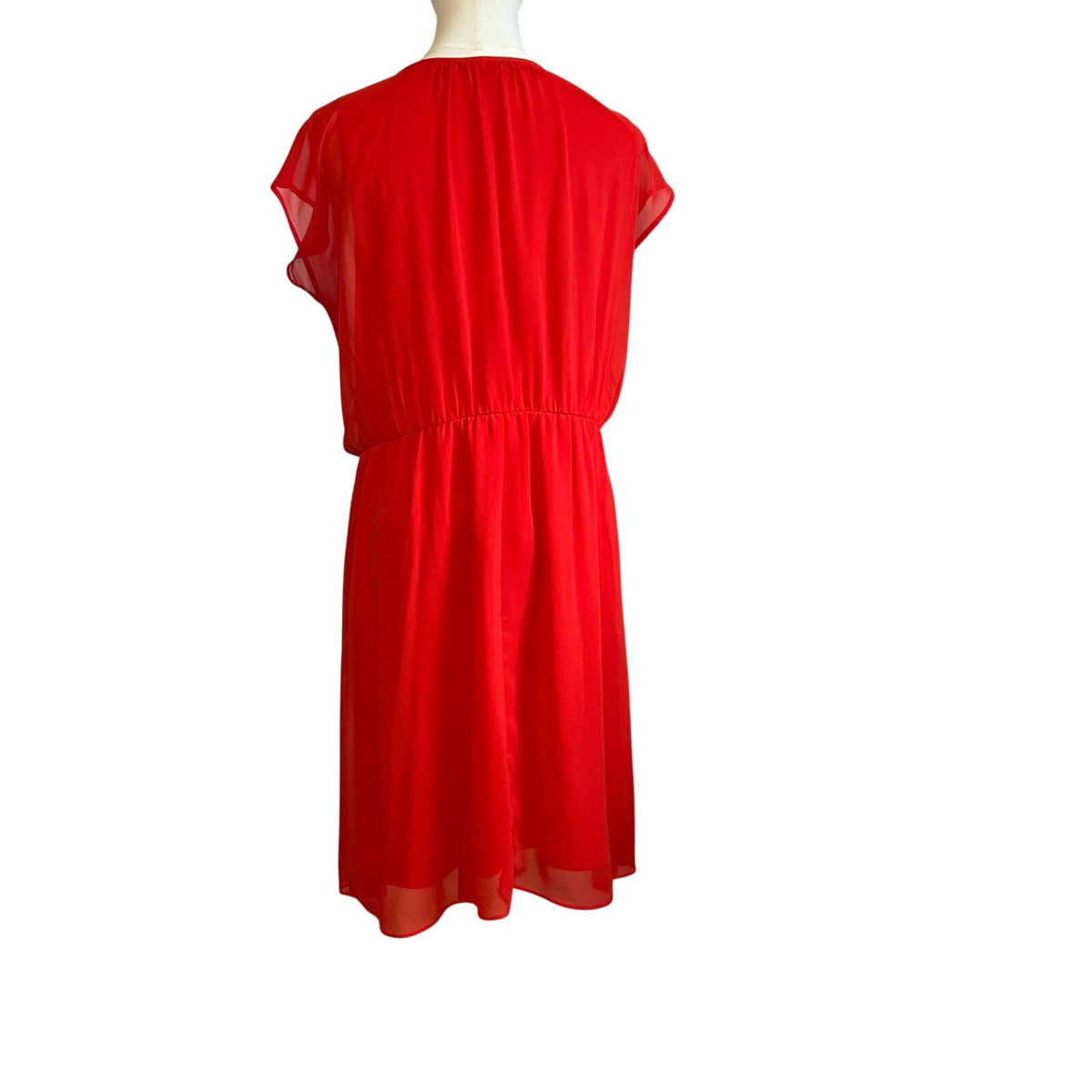 I.N. Studio Red Knee Lenght Midi 14 Dress Minimalist Preppy Glam Coquette Casual