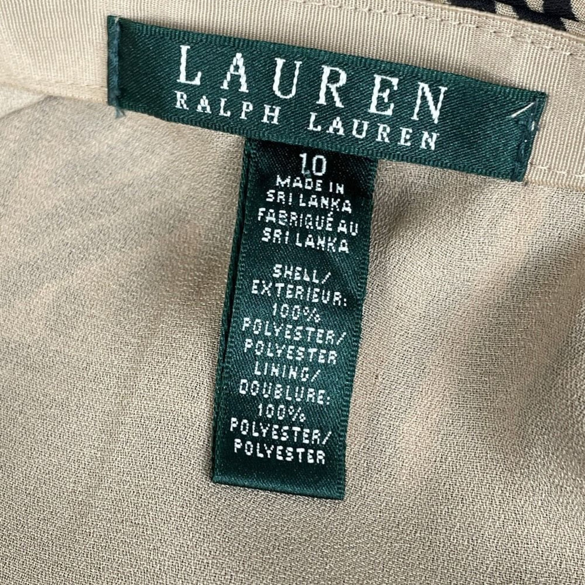 Lauren Ralph Lauren Geometric Print Georgette Skirt Size 10 Black Tan Abstract