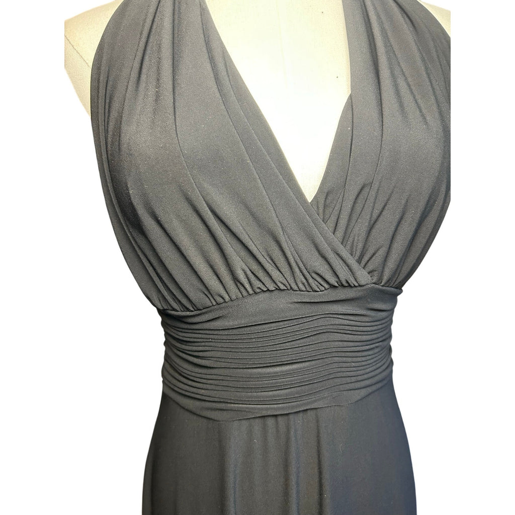 Evan Picone 6 Black Sleeveless Midi Dress Minimalist Formal Cocktail Gown Glam