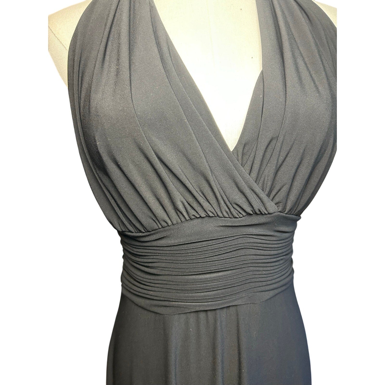 Evan Picone 6 Black Sleeveless Midi Dress Minimalist Formal Cocktail Gown Glam