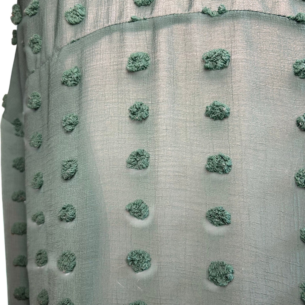 Forest Green Swiss Dot Long Sleeve L Casual Clip Dot Shirt Boho Minimalist Twee