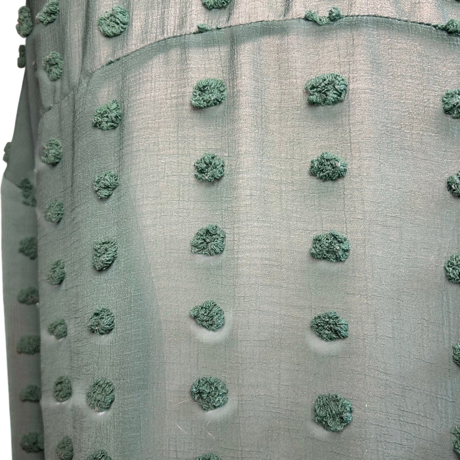 Forest Green Swiss Dot Long Sleeve L Casual Clip Dot Shirt Boho Minimalist Twee