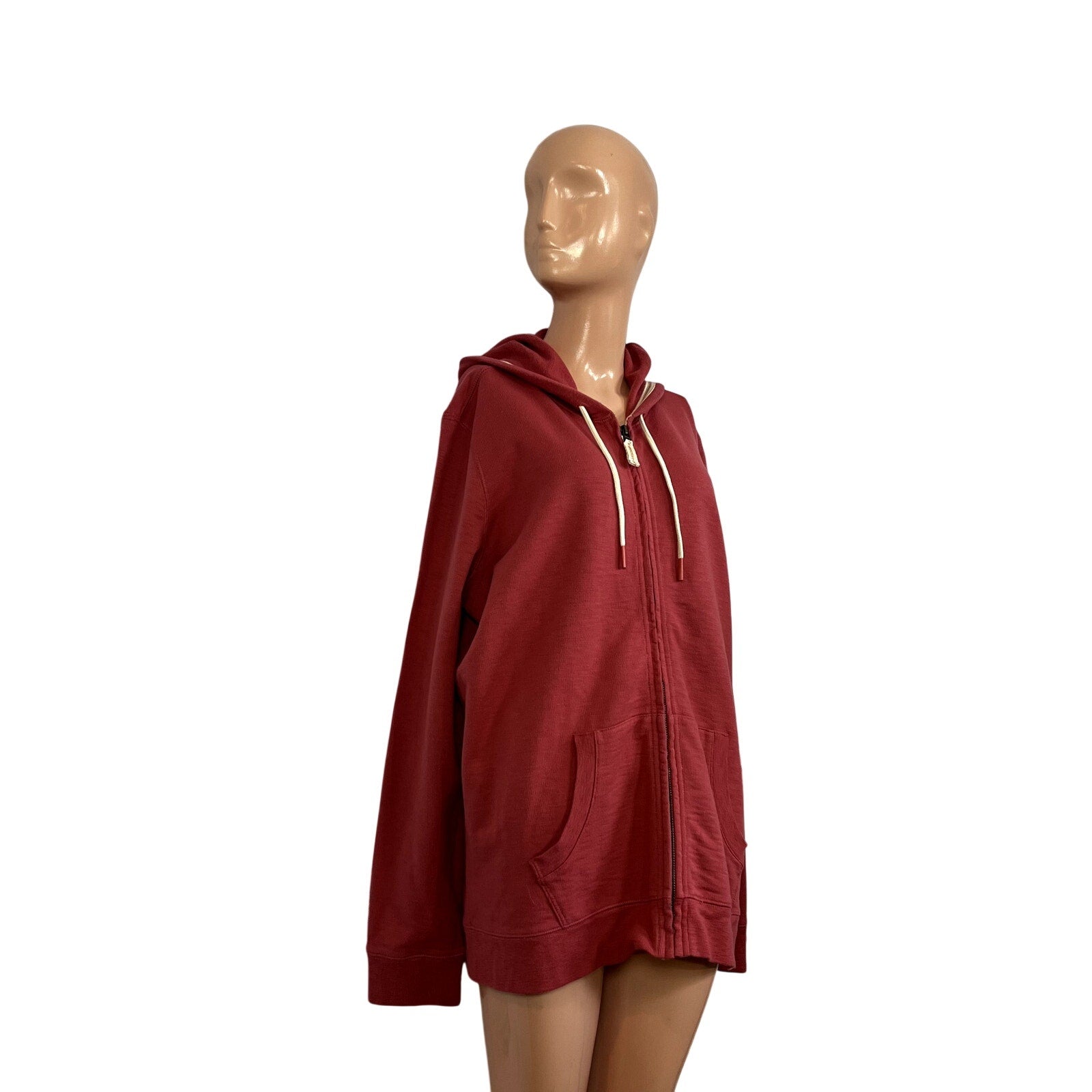 NWT L.L. Bean Garnet Rose Organic Cotton Full Zip Hoodie XL Gorpcore Casual