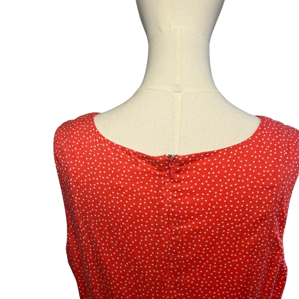 Corey P Orange Polka Dot Midi M Dress Cotton Pocket Retro Twee Preppy Sleeveless