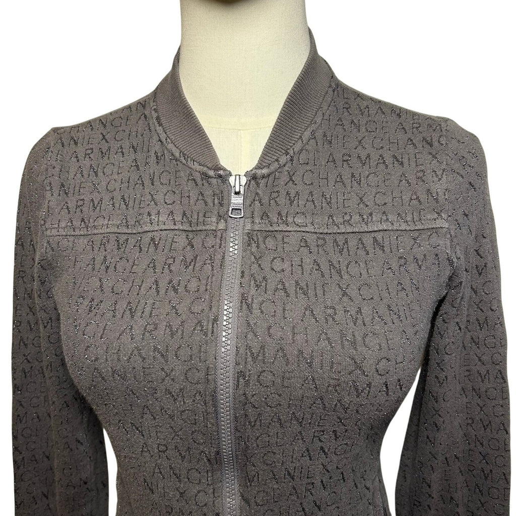Armani Exchange Gray Zip Mock Neck Athletic Jacket Small Minimalist Gorpcore