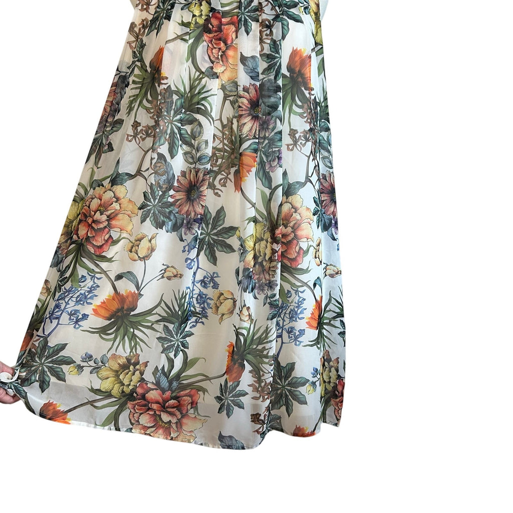 Emma & Michele Multicolor Floral Chiffon Pleated PL Mini Dress Keyhole Coquette