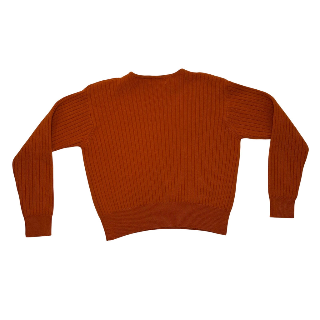 VTG 70s Liz Claiborne Orange Wool Crewneck Pullover Sweater M Cable Knit Cottage