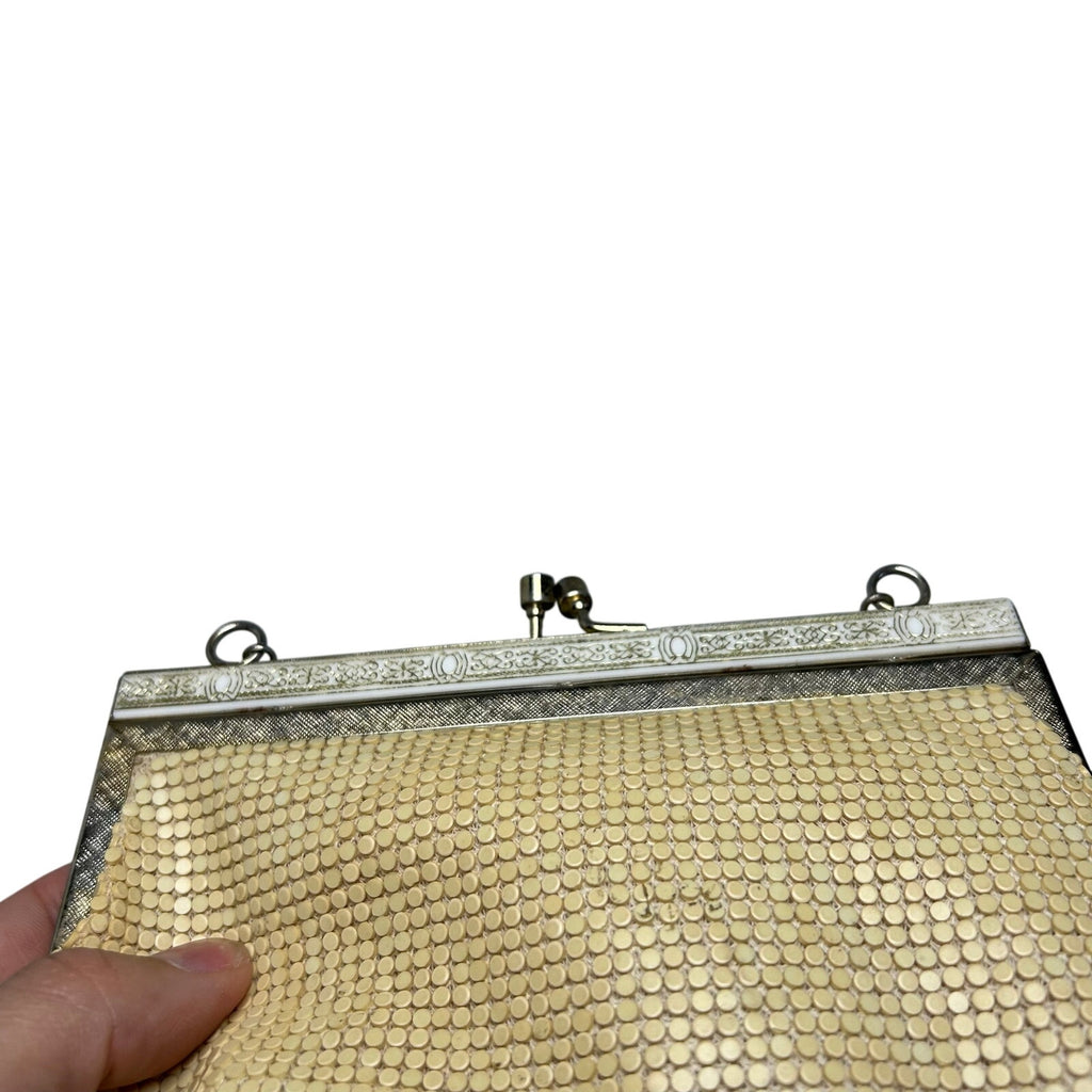 VTG 60s Off White Beaded Evening Bag Ornate Clasp Hong Kong Coquette Glam Retro