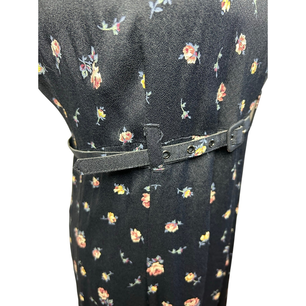 VTG 90s Decked Out Floral Belted Maxi Grunge Whimsigoth Medium Y2K Retro Boho