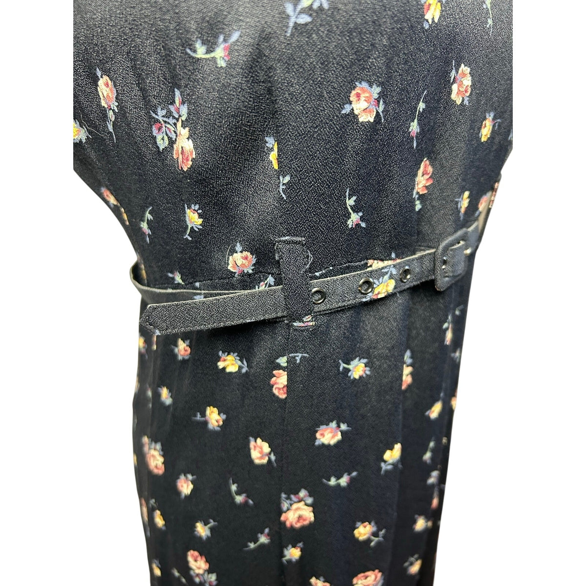 VTG 90s Decked Out Floral Belted Maxi Grunge Whimsigoth Medium Y2K Retro Boho