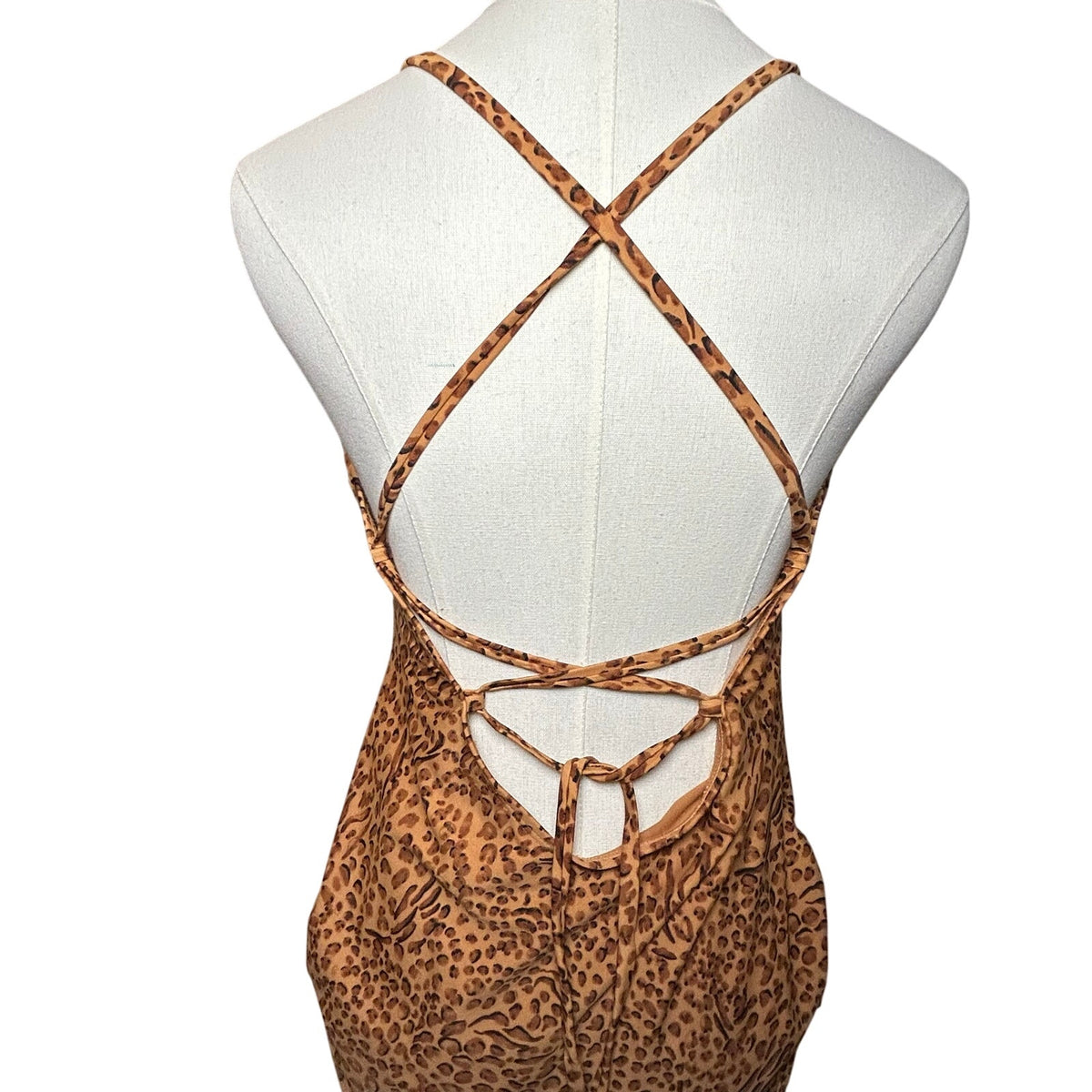 Leopard Print Strappy Back One Piece Swimsuit Coquette Y2K Whimsigoth Grunge M-L