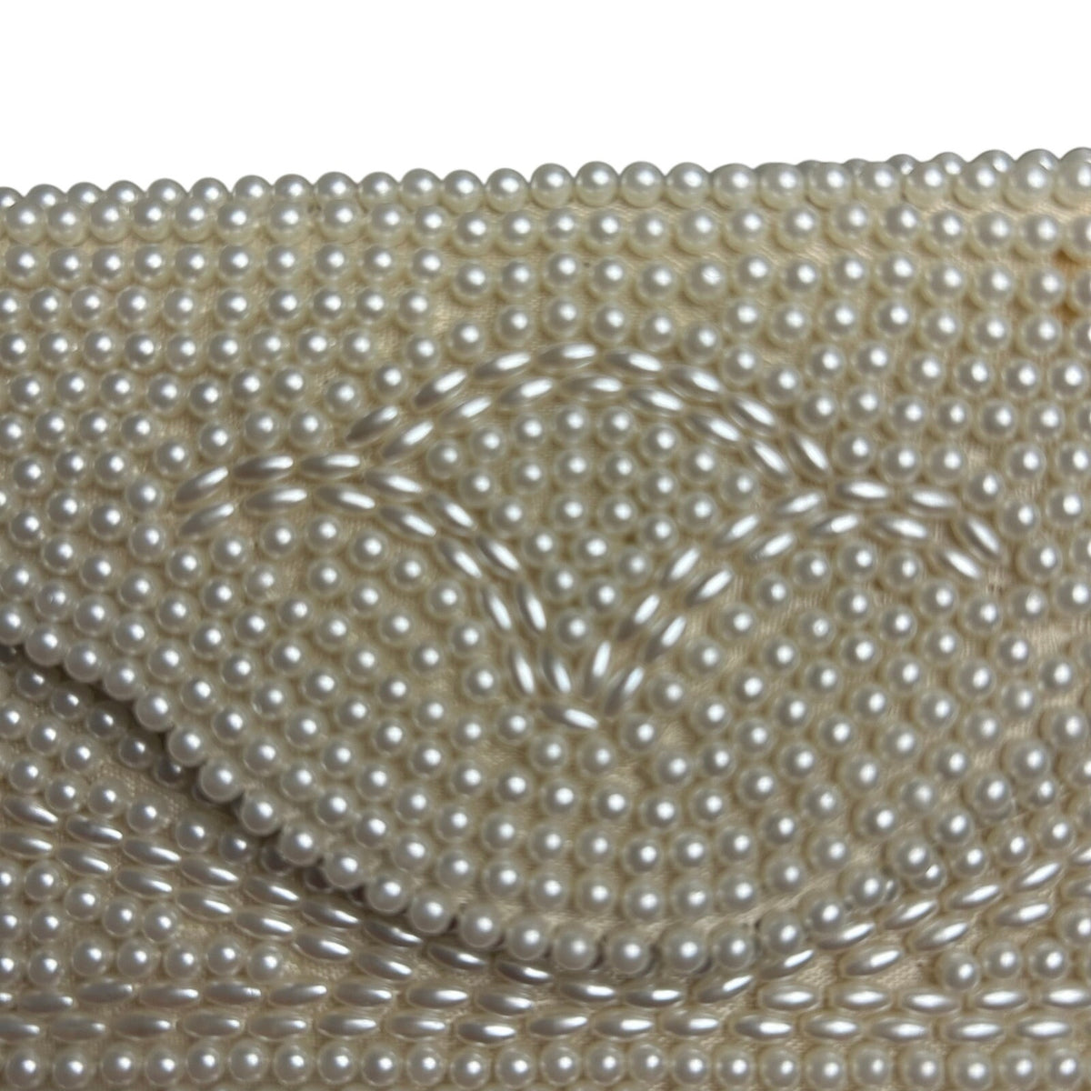VTG 50s Pearl Beaded Clutch Japan White Evening Bag Glam Coquette Bridal Wedding