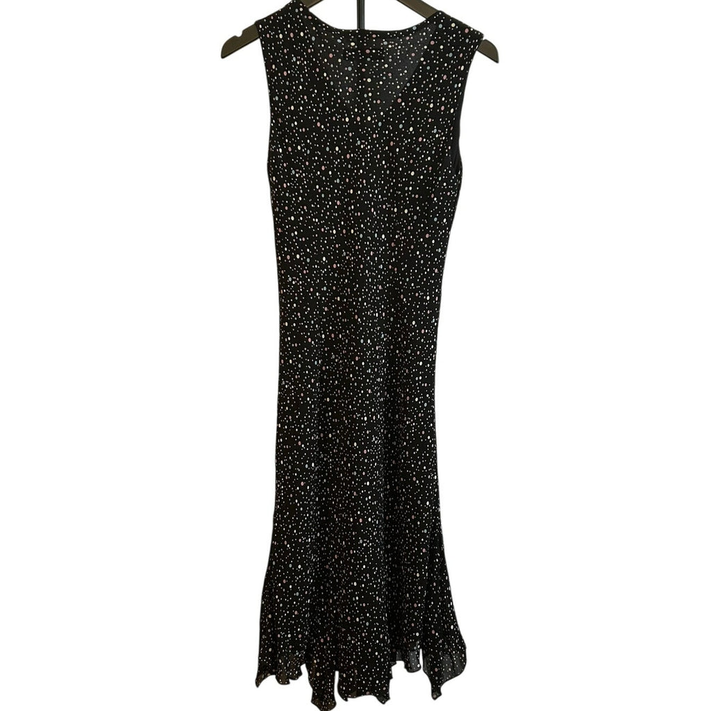 VTG Lily Black Multi Confetti Polka Dot Size M Handkerchief Hem Whimsigoth Dress