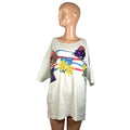 VTG 90s Architect L White Seed Packet Floral Beaded Applique Grandmacore Top