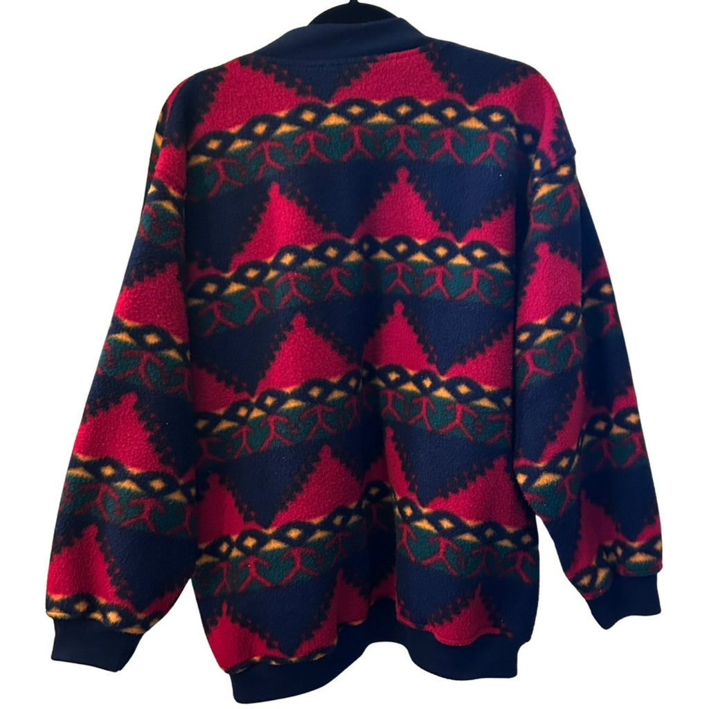 VTG Winterset Aztec Southwestern Fleece Zip Up Jacket Red Blue M Gorpcore Boho
