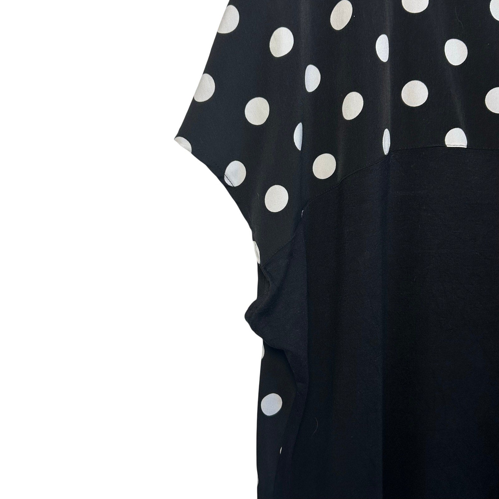 Evri Plus XL Black White Polka Dot Blouse Knit Jersey Plus Size Casual Retro