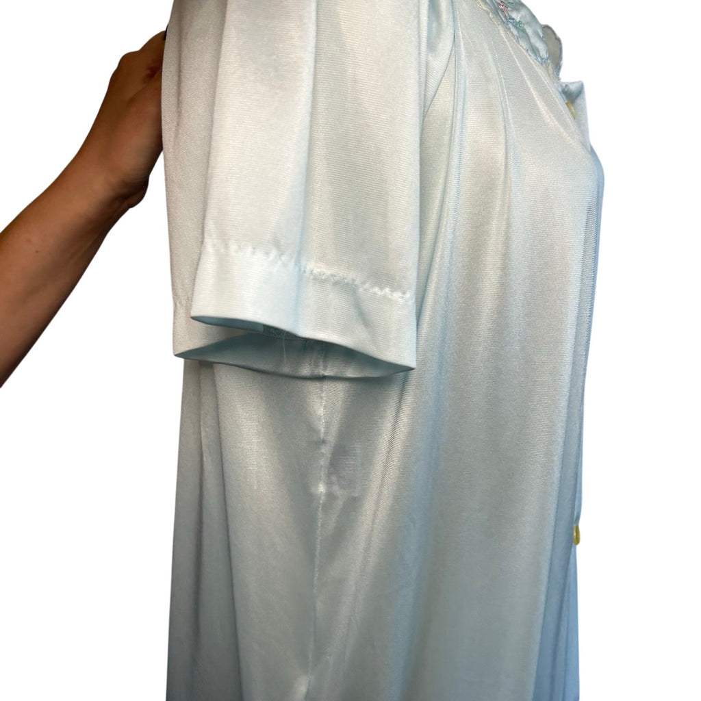 VTG 70s Carole Blue White Lace Nightgown Fairy Coquette Whimsigoth Loungewear M