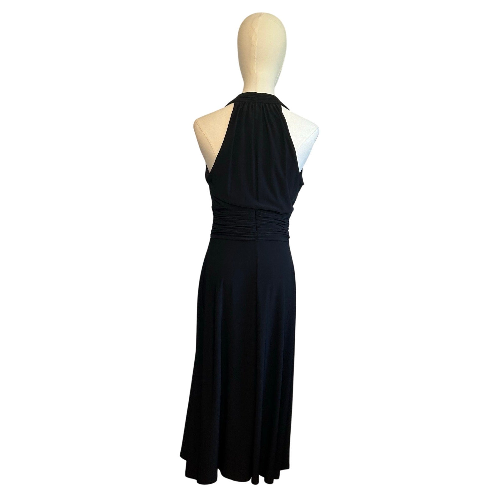 Evan Picone 6 Black Sleeveless Midi Dress Minimalist Formal Cocktail Gown Glam