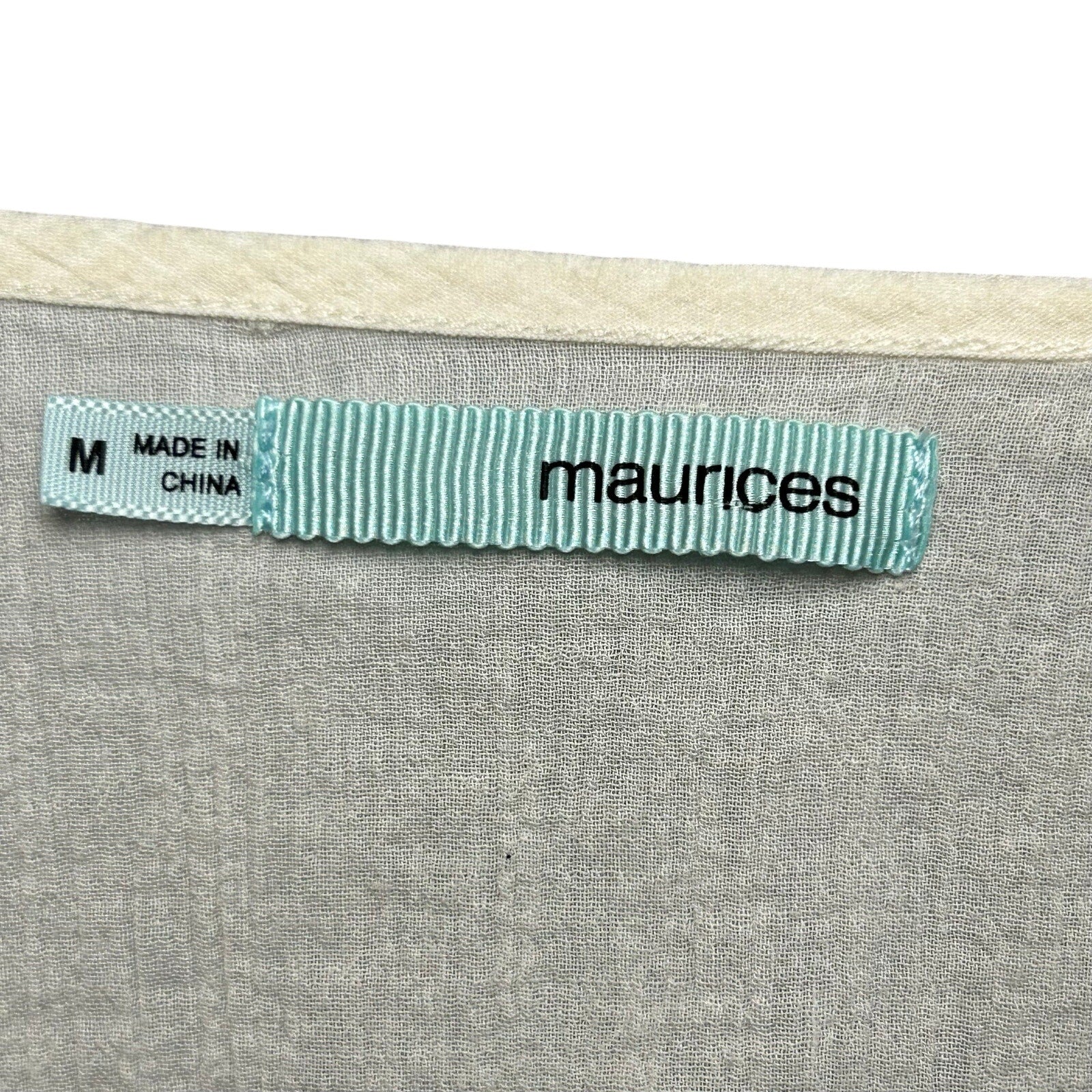 Maurices Womens M White Boho Peasant Top Embroidered Handkerchief Hem Tassel