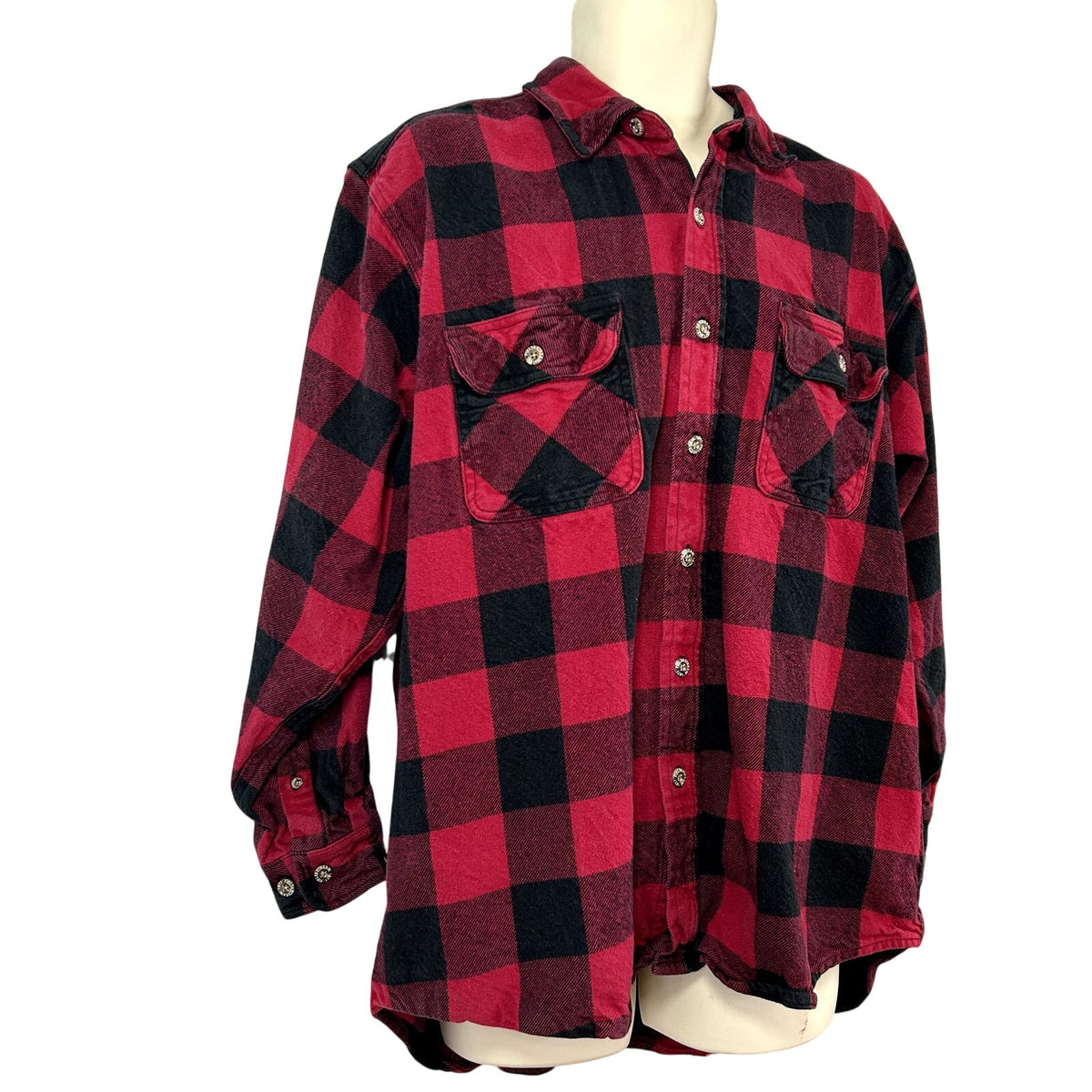 Field & Stream XL Red Buffalo Plaid Heavy Cotton Flannel Grunge Gorpcore Shirt