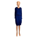 VTG 90s Escada 38 S Royal Blue 100% Cashmere Long Sleeve Knit Sweater Dress Chic