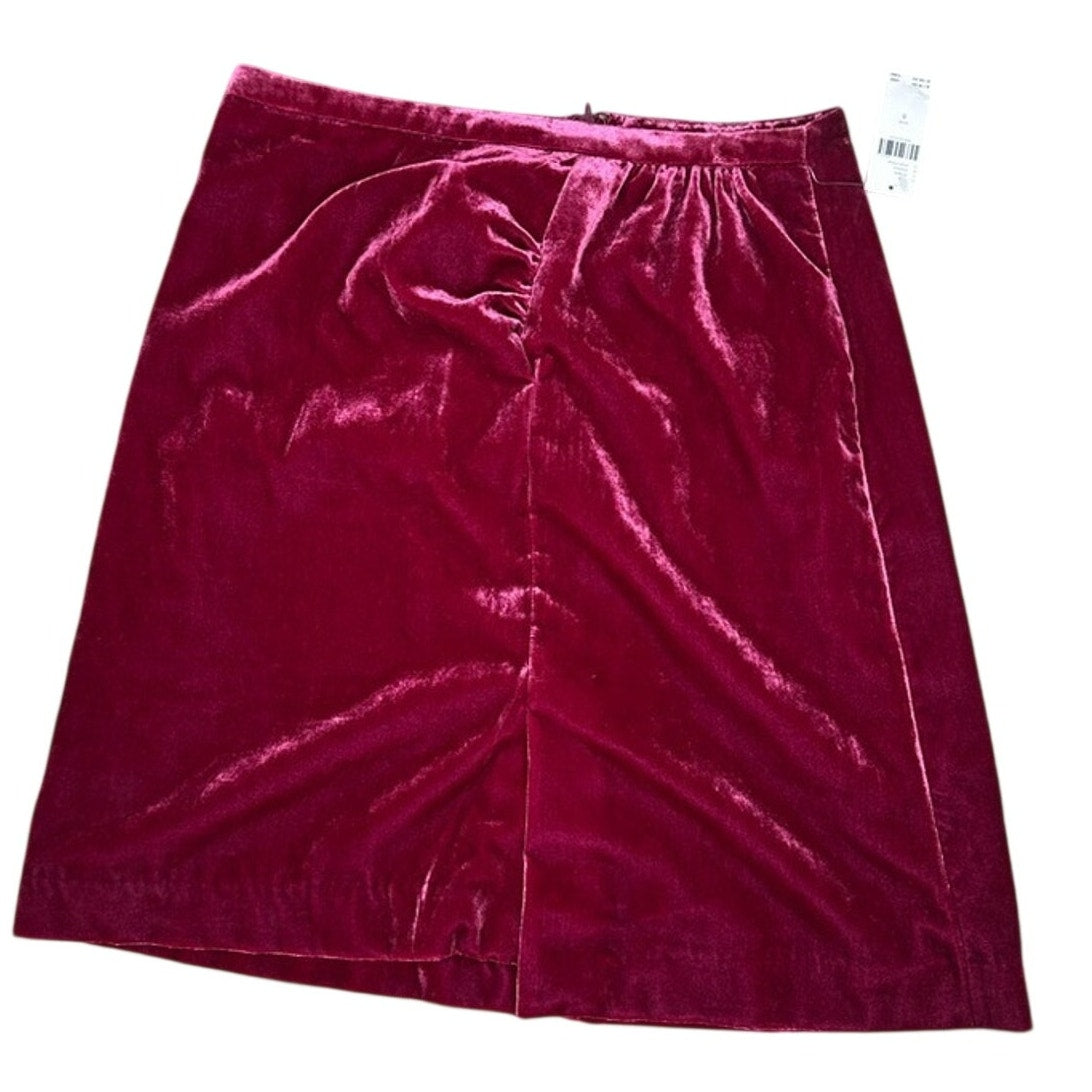 NWT Anthropologie Red Velvet Mini Skirt, Festive Holiday Jewel-Tone, Size 8