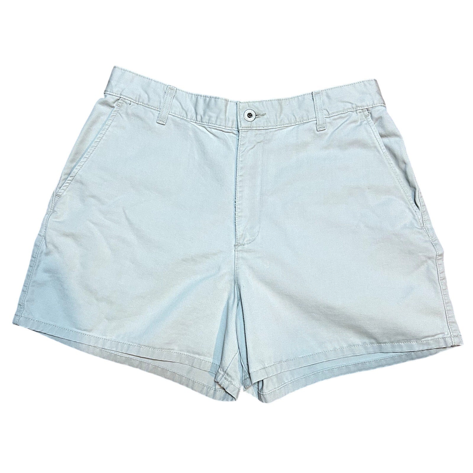 Calvin Klein Khakis VTG Made in USA 100% Cotton Flat Front Khaki Shorts Size 12