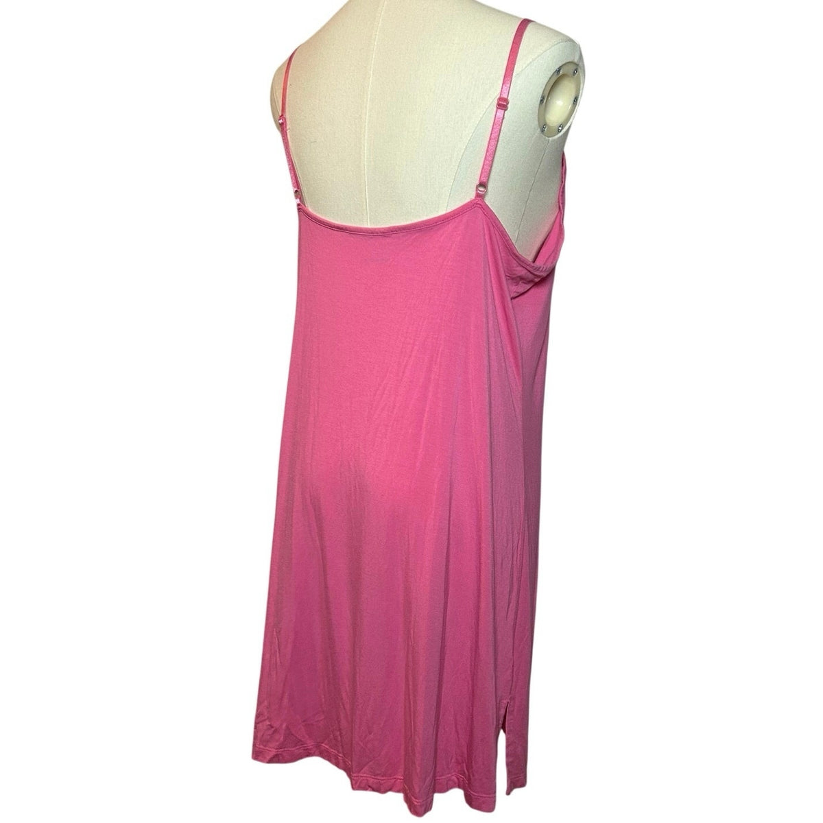 Soft Pink Bamboo Viscose Cami Nightgown Satin Trim Sleepwear Chemise Small