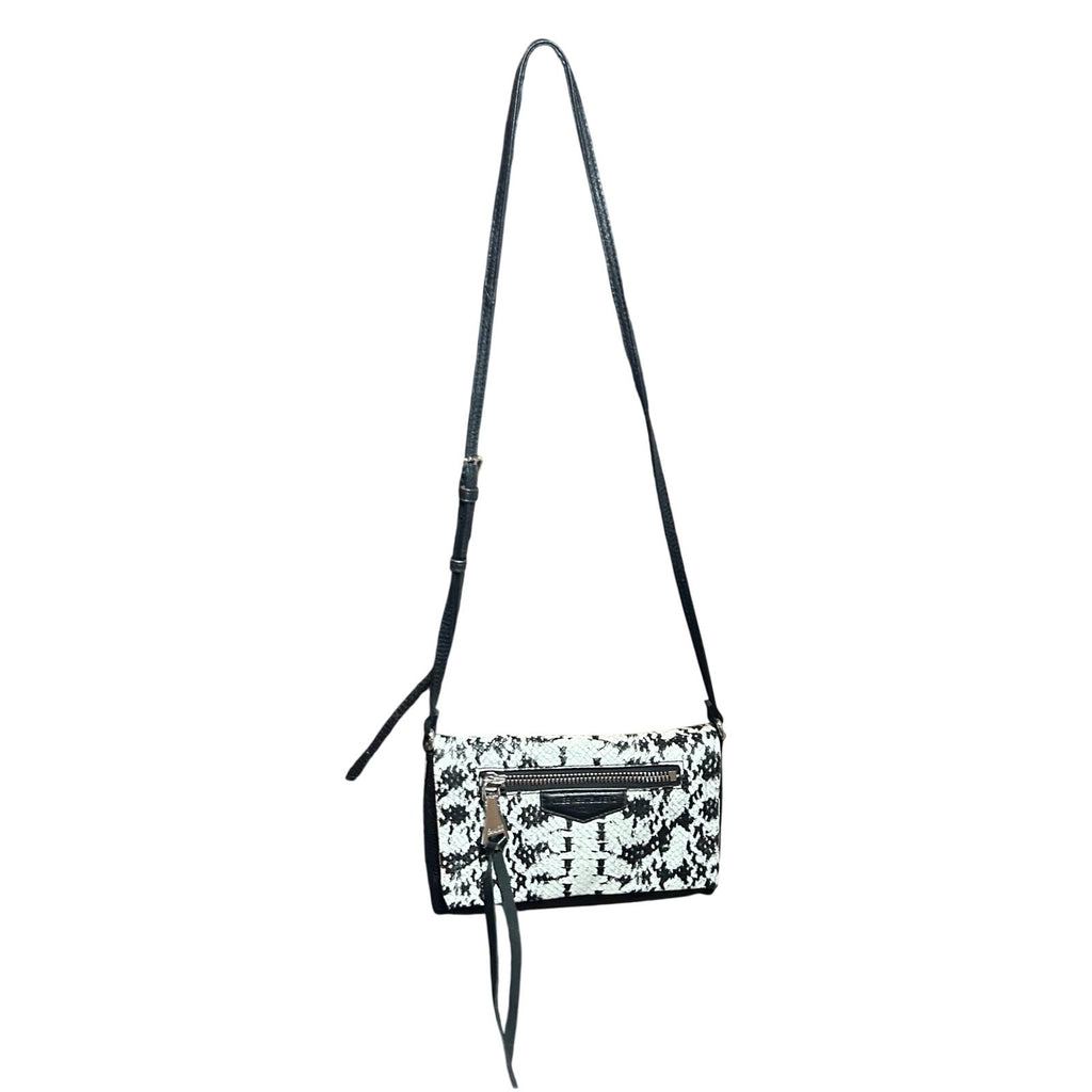 Aimee Kestenberg Bali Convertible Leather Crossbody Bag Snake Print Black White