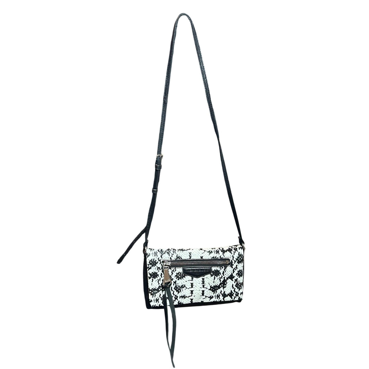 Aimee Kestenberg Bali Convertible Leather Crossbody Bag Snake Print Black White