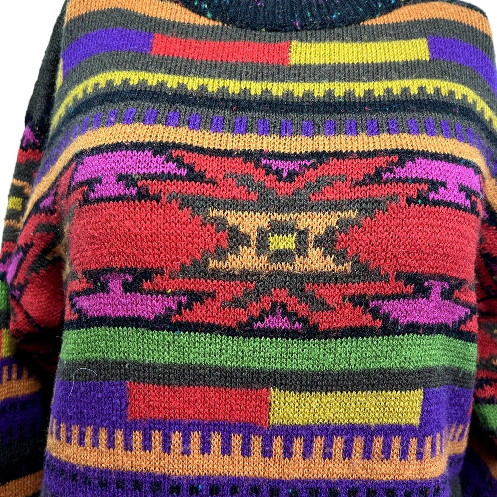 VTG 90s Hastings & Smith M Southwestern Aztec Cable Knit Crewneck Sweater