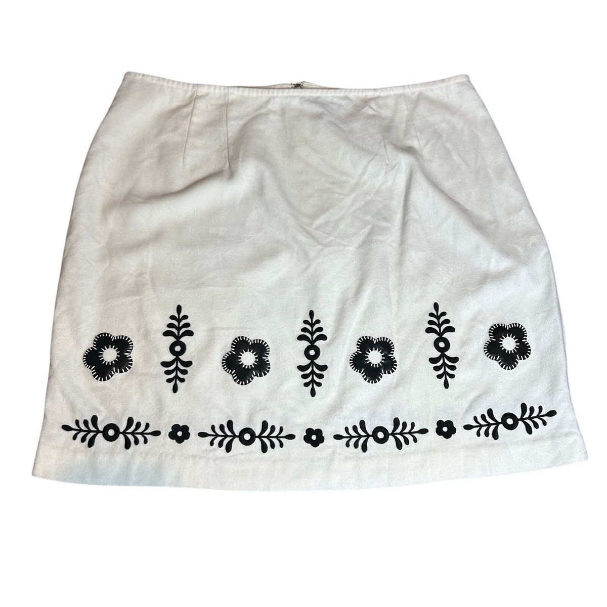 VTG 90s Venezia White Black Embroidered Mini Skirt Plus 16 XL Grunge Retro Y2K