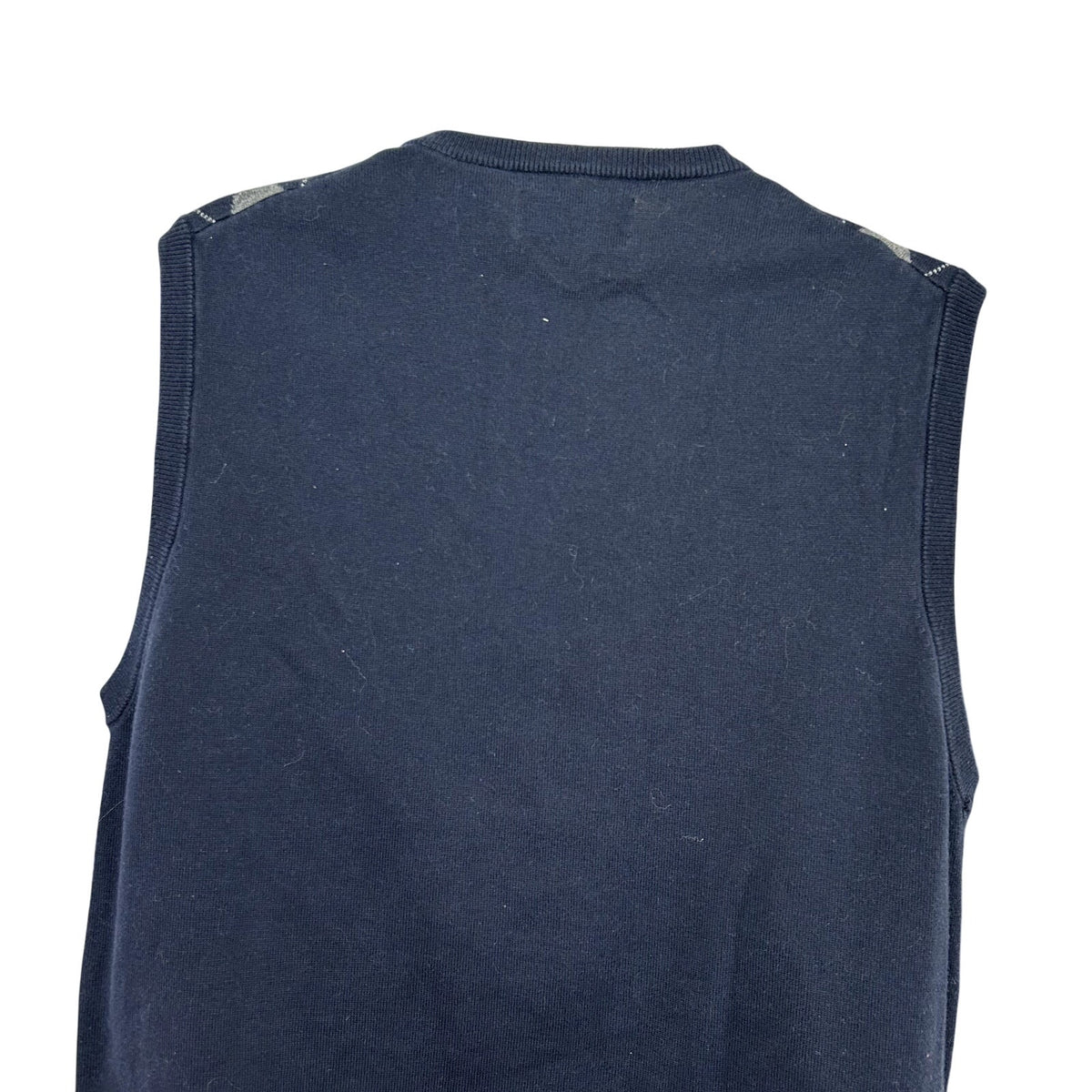 Chaps L Blue Argyle Cotton Knit V-Neck Sweater Vest Preppy Dark Academia