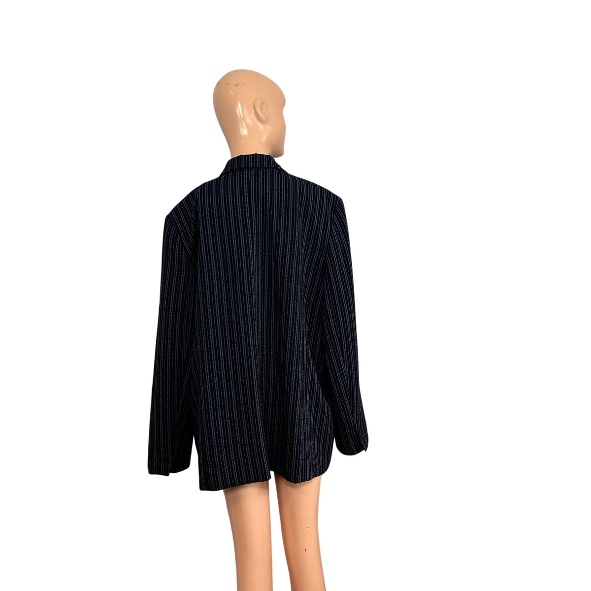 Karen Scott 18 Navy Blue Pinstripe Single Breasted Lined Career Blazer Jacket