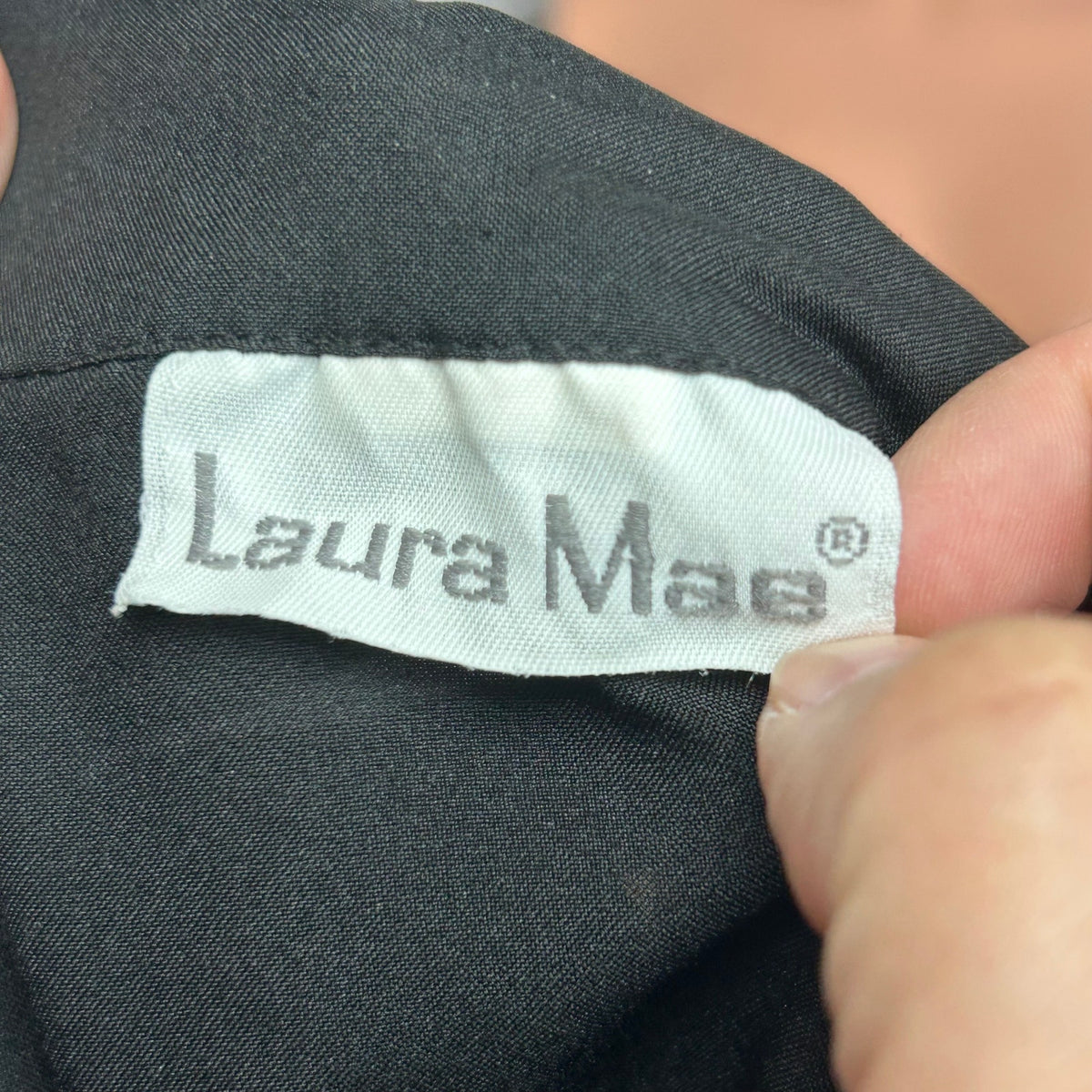 VTG 80s Laura Mae Black Mock Neck L Button Down Pleated Top Dark Academia