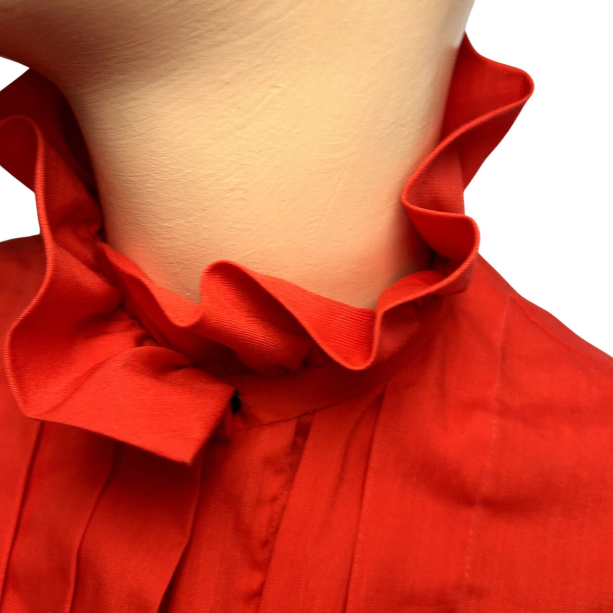 VTG 70s Prairie Blouse XS Ruffled Collar Puff Sleeve Cottagecore Pintuck Bespoke