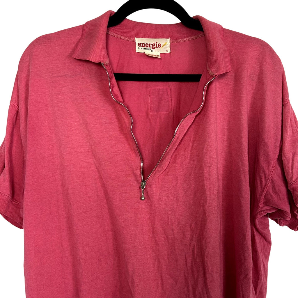VTG Energie Pink Half Zip Polo Shirt L Retro Indie Sleaze 90s Streetwear Sport