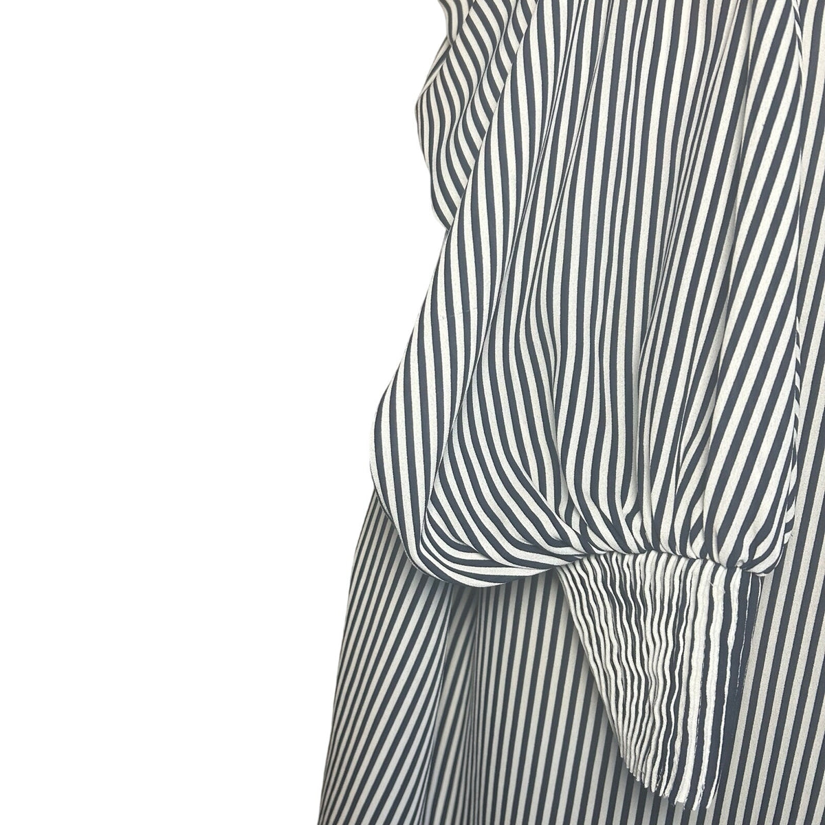 Ann Taylor Modern Striped Boat Neck Blouse Smocked Cuff Minimalist Preppy Large