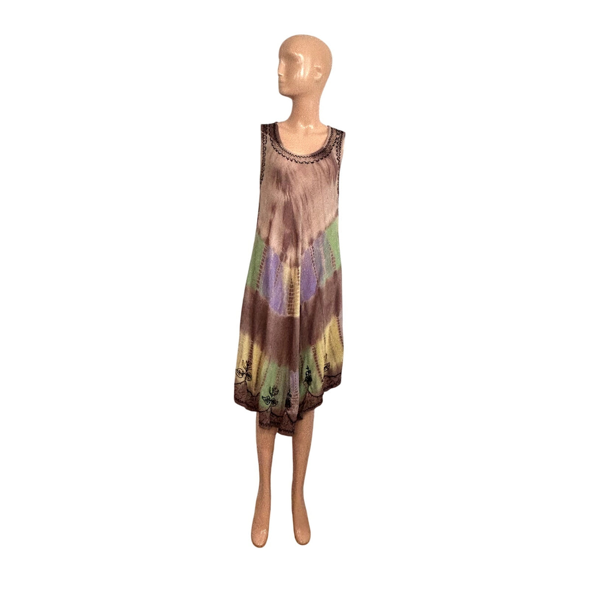 India Boutique Rayon Embroidery Cottagecore L Dress Boho Chic Summer Festival