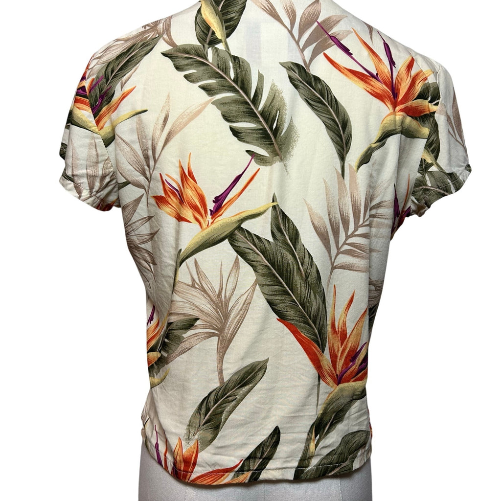 VTG Paradise Found Bird of Paradise Rayon Crop Top Made in Hawaii XS
