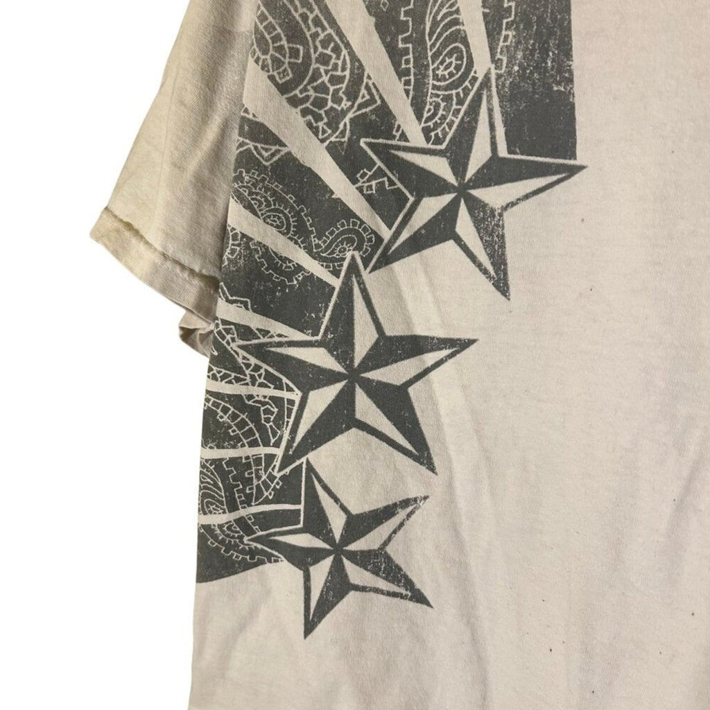 VTG Y2K Carbon Starburst Graphic Tee White Boxy Fit Streetwear XL Skater Grunge